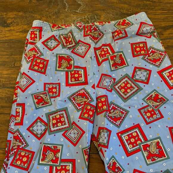 Vintage Medium Cotton Blend High Waist Novelty Bandana Print Statement Trousers - Picture 3 of 7